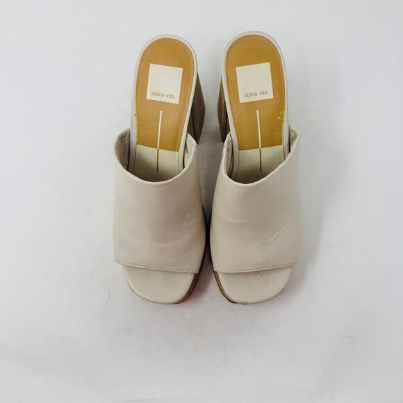Dolce Vita Lukas Leather Peep Toe Slip-On Platform Block Heel Sandals Size 8.5 - Picture 7 of 14